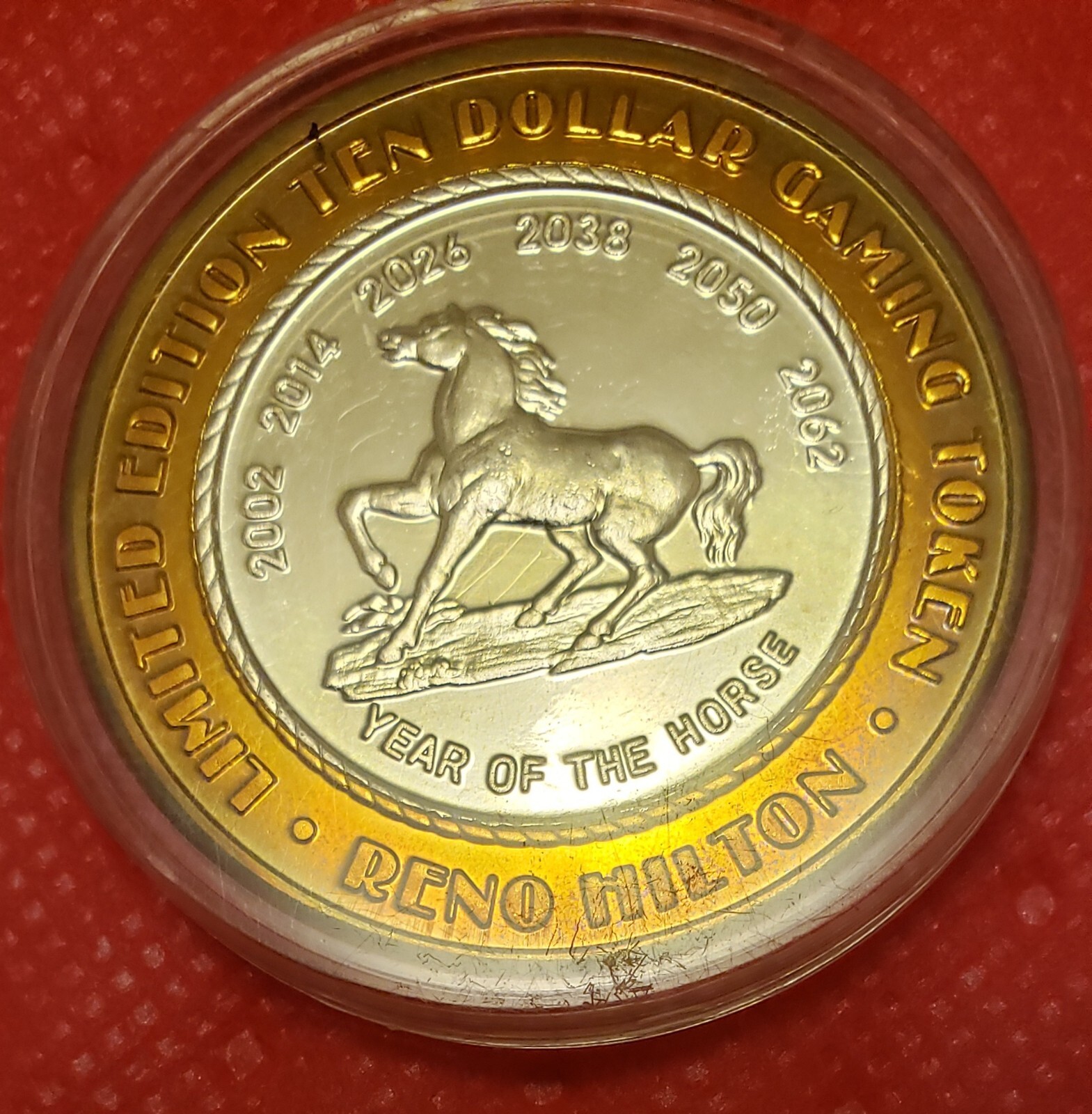 HILTON Reno $10 Gaming Token Limited Edition/.999 Fine Silver. Year of The Horse HILTON Reno $10 Gaming Token Limited Edition/.999 Fine Silver. Year of The Horse