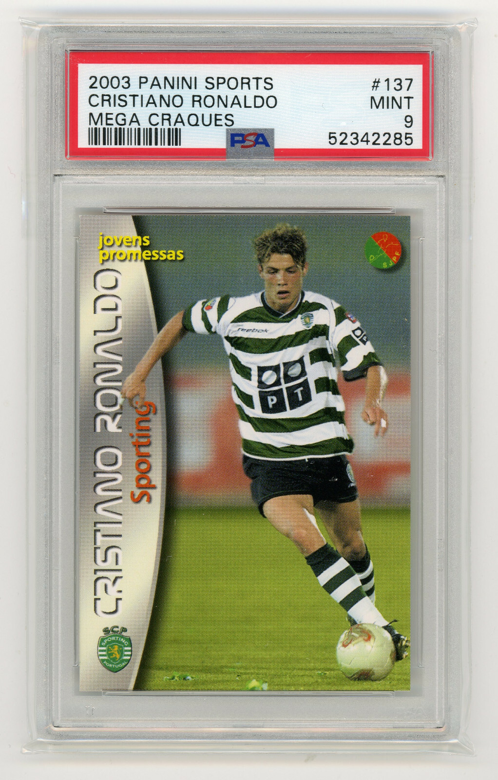 Cristiano RONALDO ROOKIE Card Panini Mega Craques 2002-03 #137 PSA 9