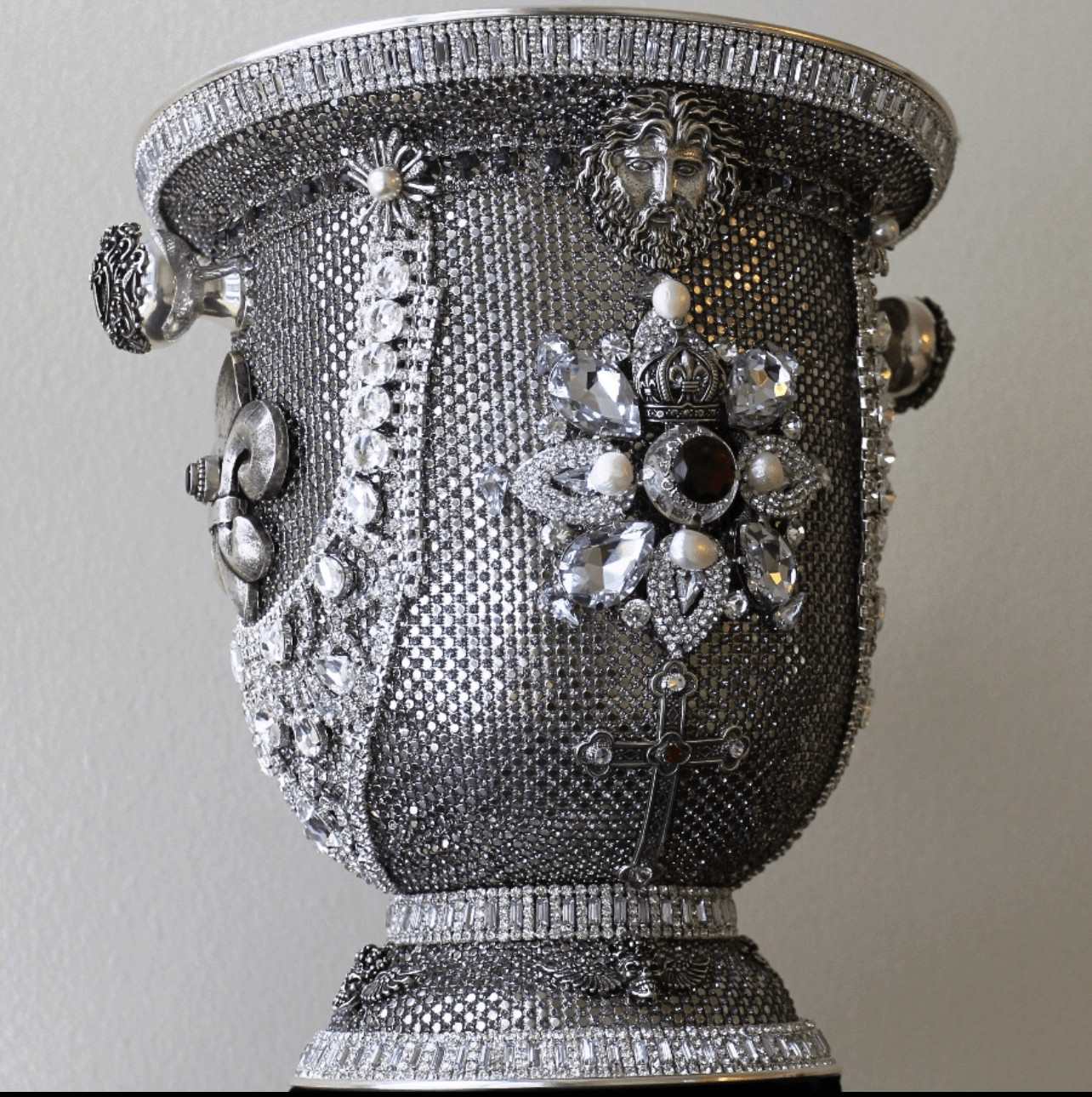Elegant, One-of-a-Kind Champagne Bucket Encrusted w/Crystals & Sterling Silver