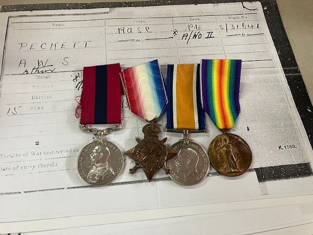 WW1 Great War Group of 4 DCM 14/15 Star BWM Victory ASC S/31641 Peckett British