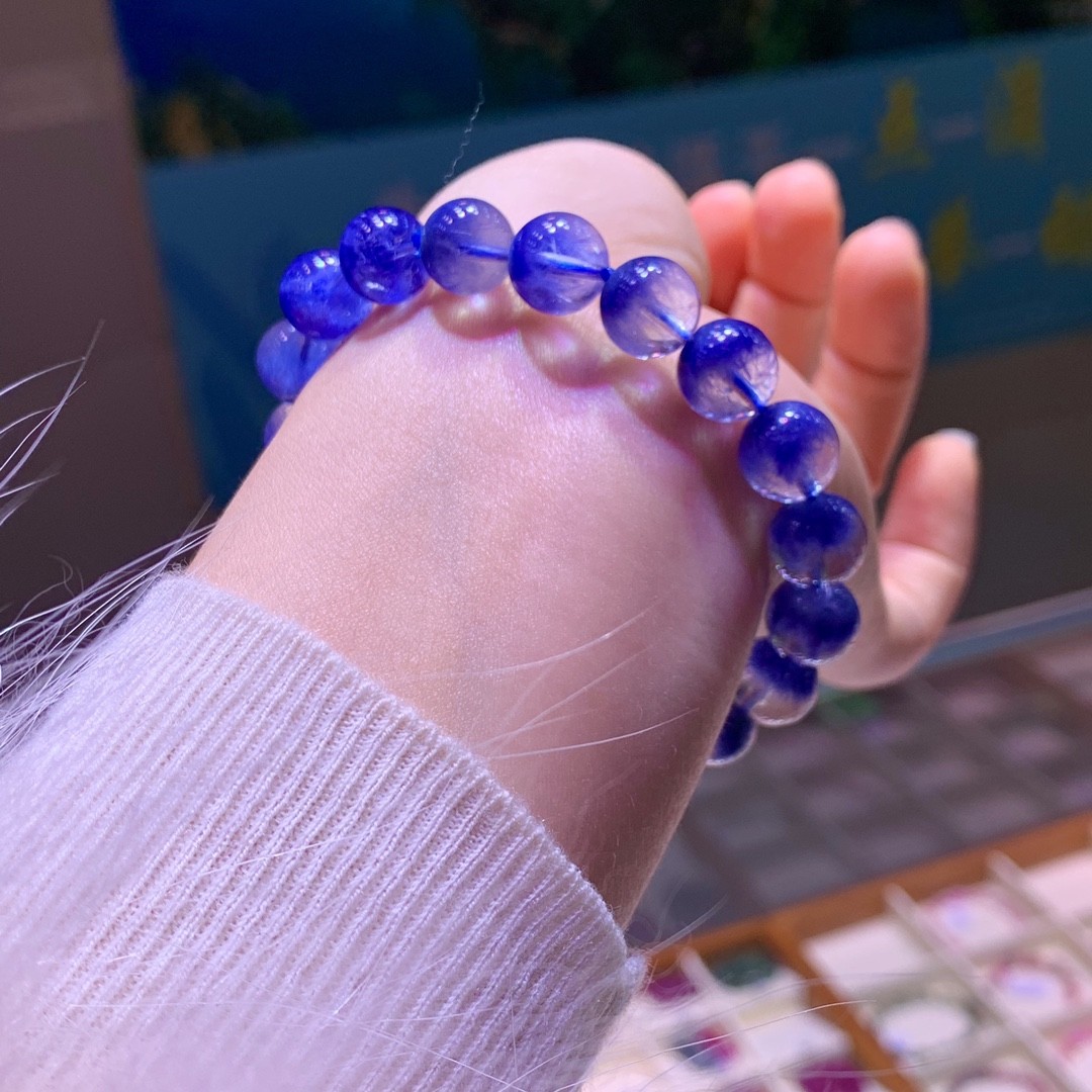AAA Grade Blue Dumortierite Stretch Bracelet Rare Natural Gemstone Energy Beads AAA Grade Blue Dumortierite Stretch Bracelet Rare Natural Gemstone Energy Beads