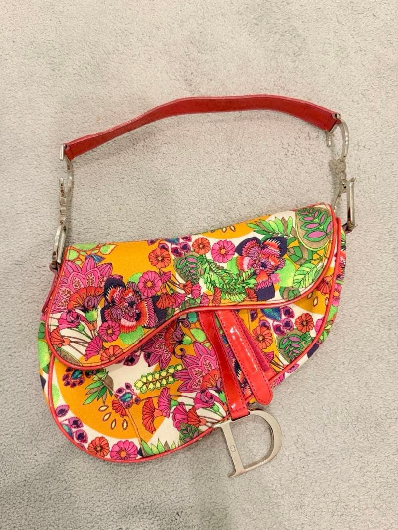 Christian Dior Galliano Seasonal Floral Print Saddle Bag Dior Women Rare Luxury Christian Dior Galliano Seasonal Floral Print Saddle Bag Dior Women Rare Luxury