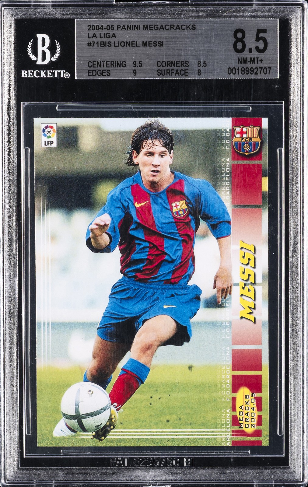 2004-05 PANINI MEGACRACKS LA LIGA #71BIS LIONEL MESSI ROOKIE RC BGS 8.5