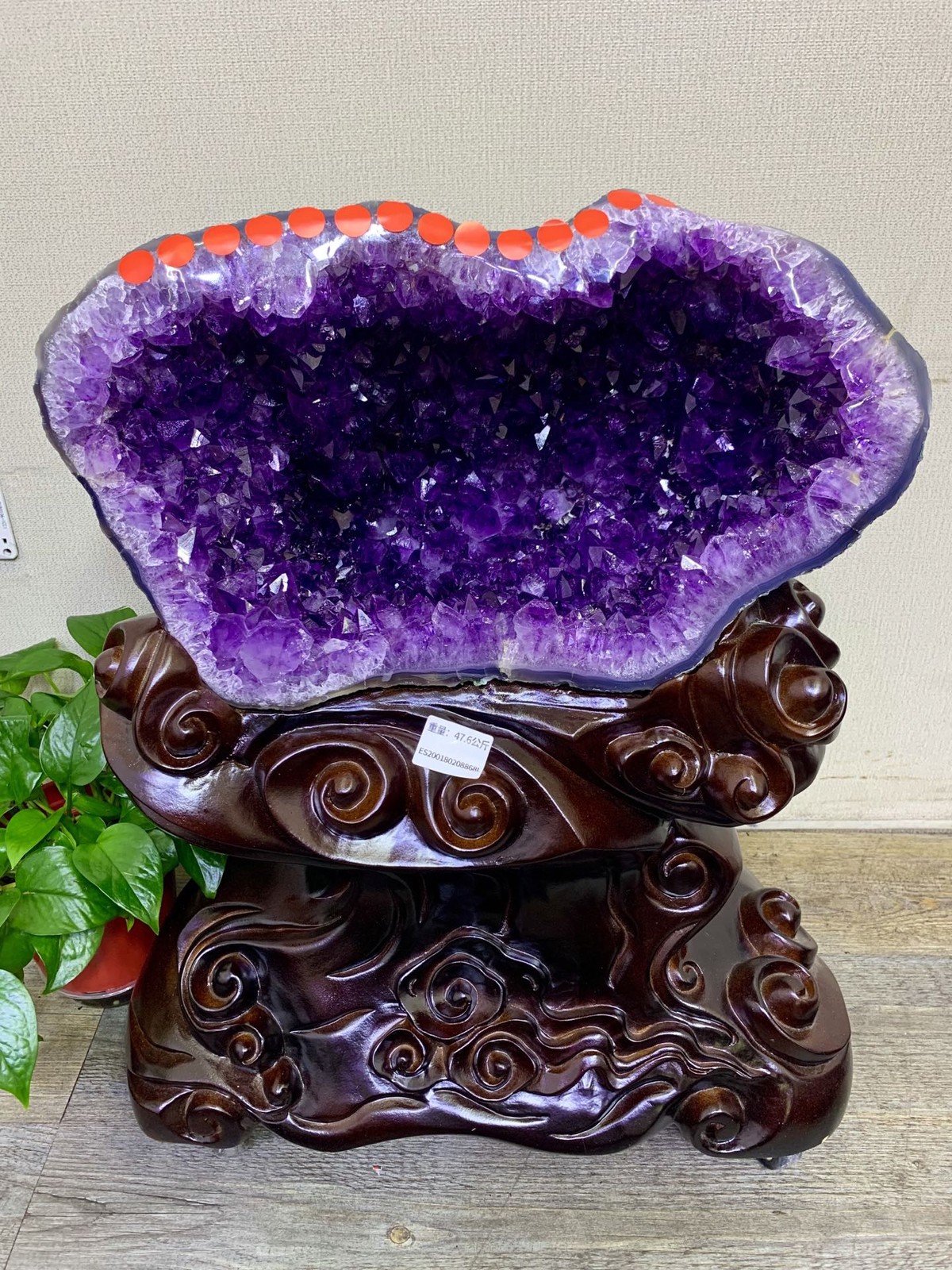 Natural Untreated Green Rind Amethyst Bag Energy Storage Office Desk Decor Gift