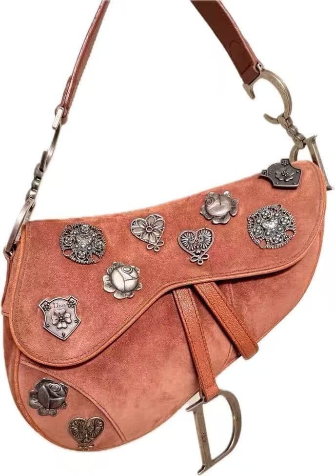 Dior Exclusive Suede Saddle Bag Badge Decoration Dior Women Rare Luxury Designer Dior Exclusive Suede Saddle Bag Badge Decoration Dior Women Rare Luxury Designer