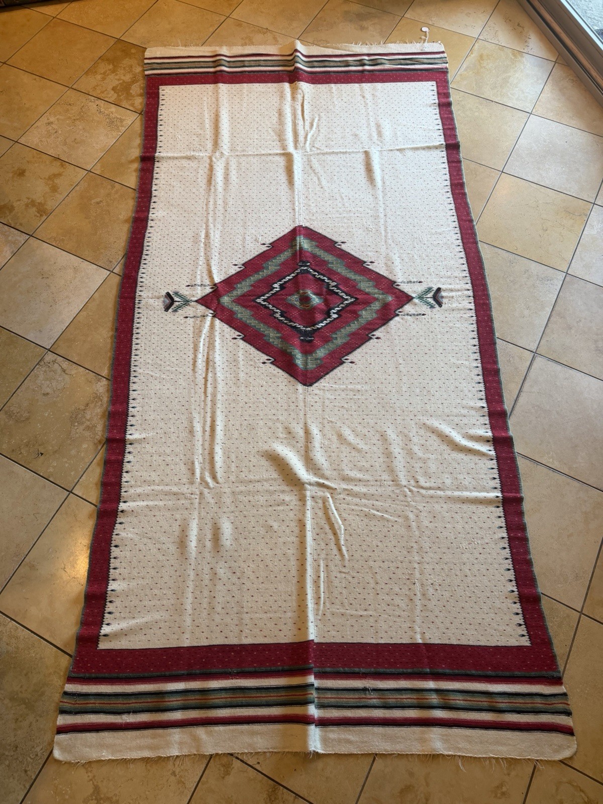 Circa 1850s Mexican Saltillo Serape Late Classic. Rare Type Fine Weave 43”x91” Circa 1850s Mexican Saltillo Serape Late Classic. Rare Type Fine Weave 43”x91”