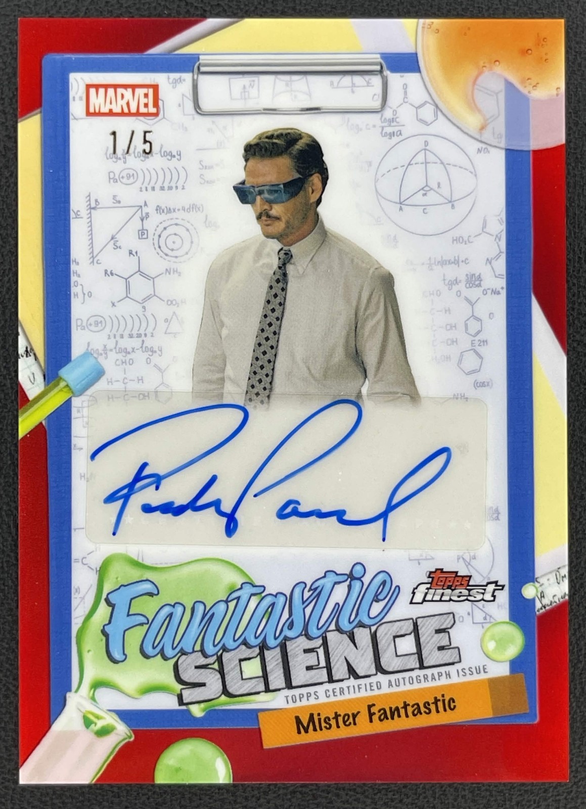 Pedro Pascal Mister Fantastic 2026 Topps Marvel Finest Four Science Auto Red /5