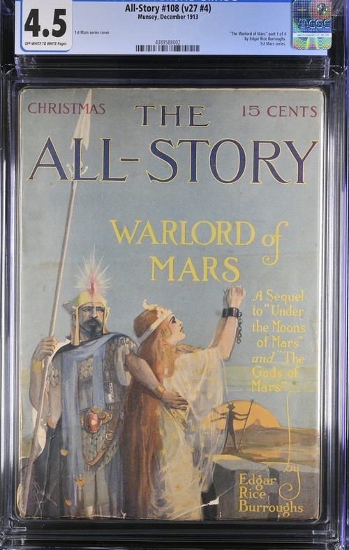 Warlord of Mars  Edgar Rice Burroughs All-Story December 1913. CGC 4389588002.