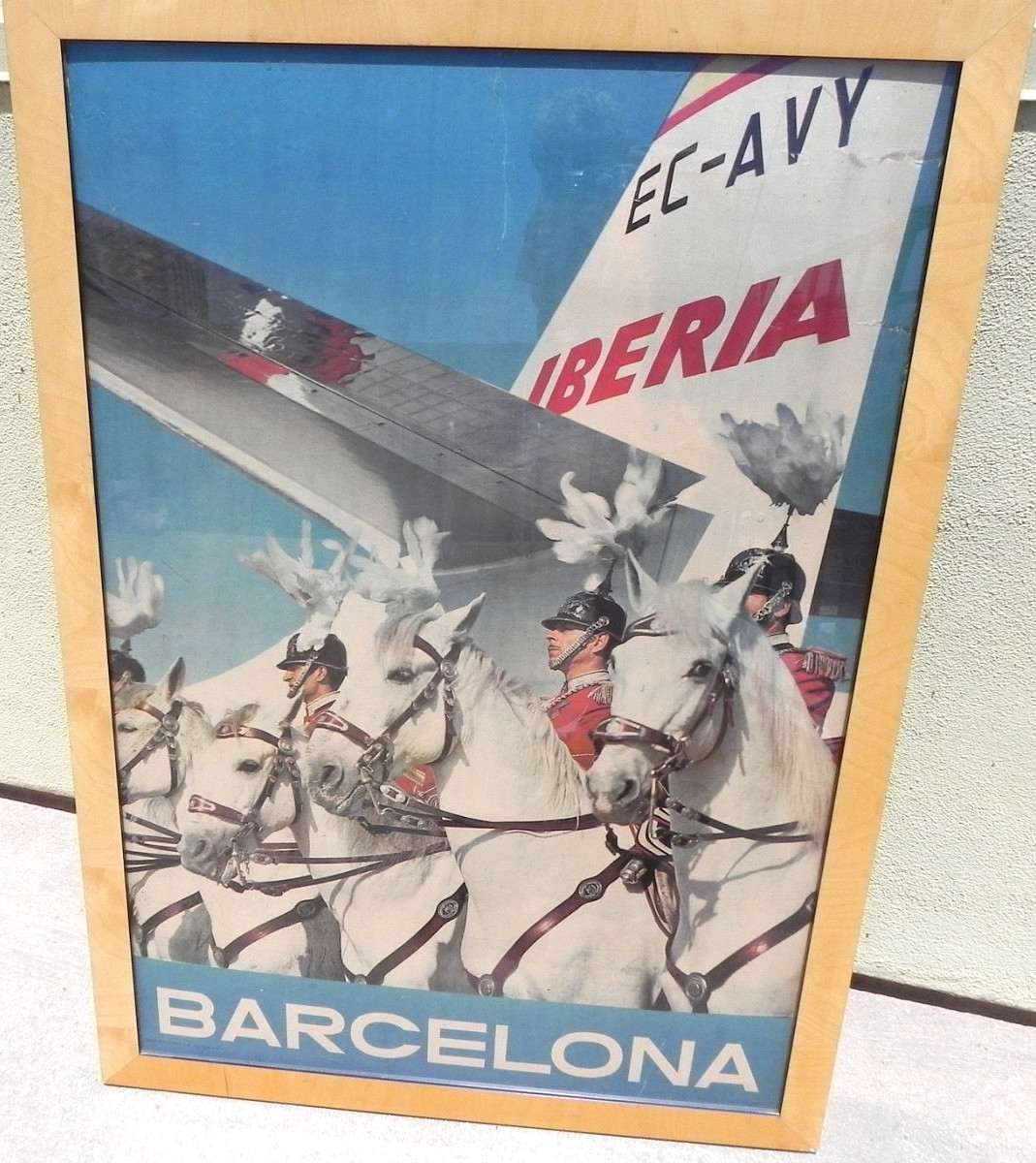 Vintage 1960's Iberia Airlines Barcelona Spain travel poster original Graficas Vintage 1960's Iberia Airlines Barcelona Spain travel poster original Graficas