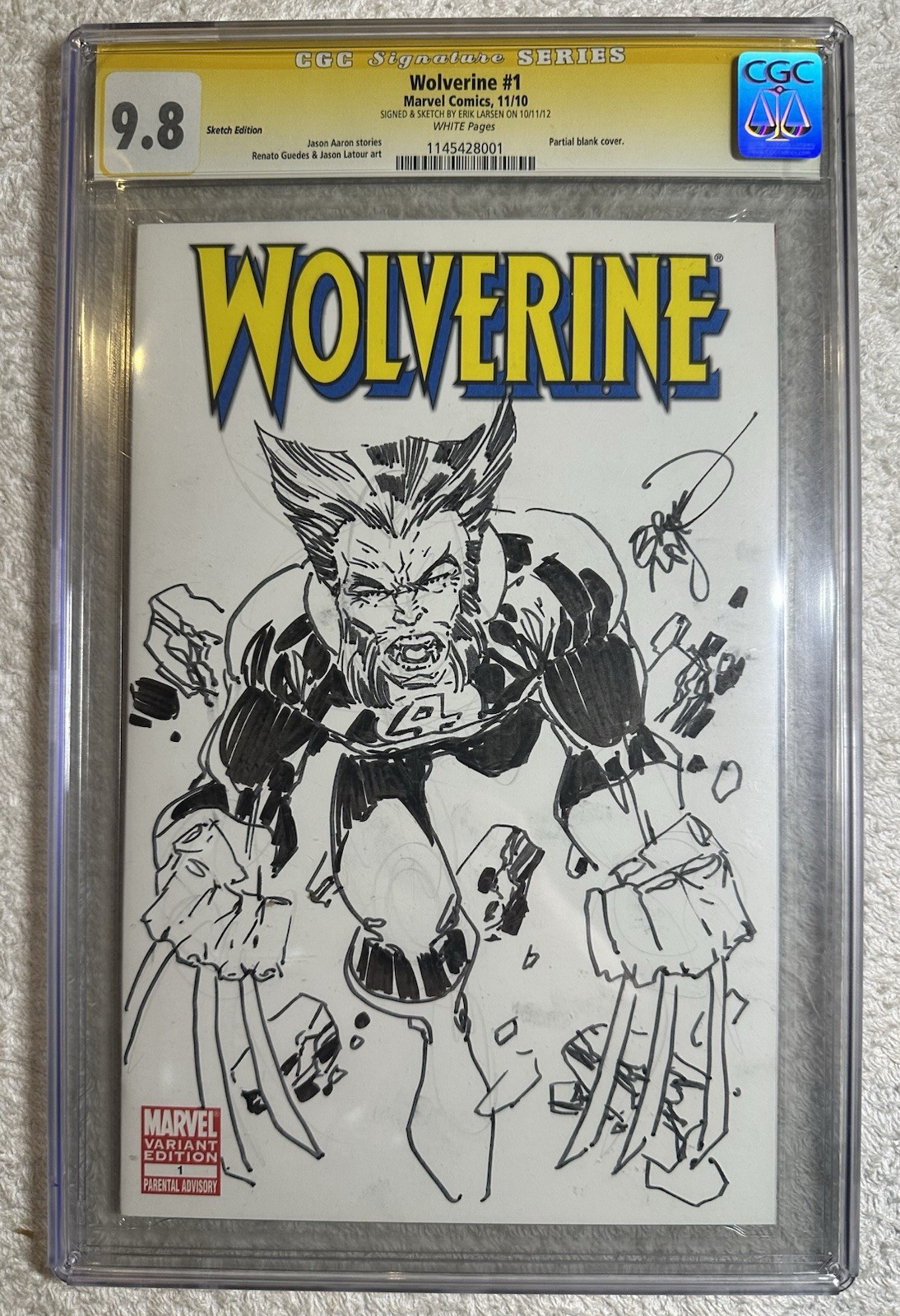 Wolverine #1 CGC SS 9.8 Erik Larsen Signed Sketch Fantastic Four, Wolverine 148 Wolverine #1 CGC SS 9.8 Erik Larsen Signed Sketch Fantastic Four, Wolverine 148