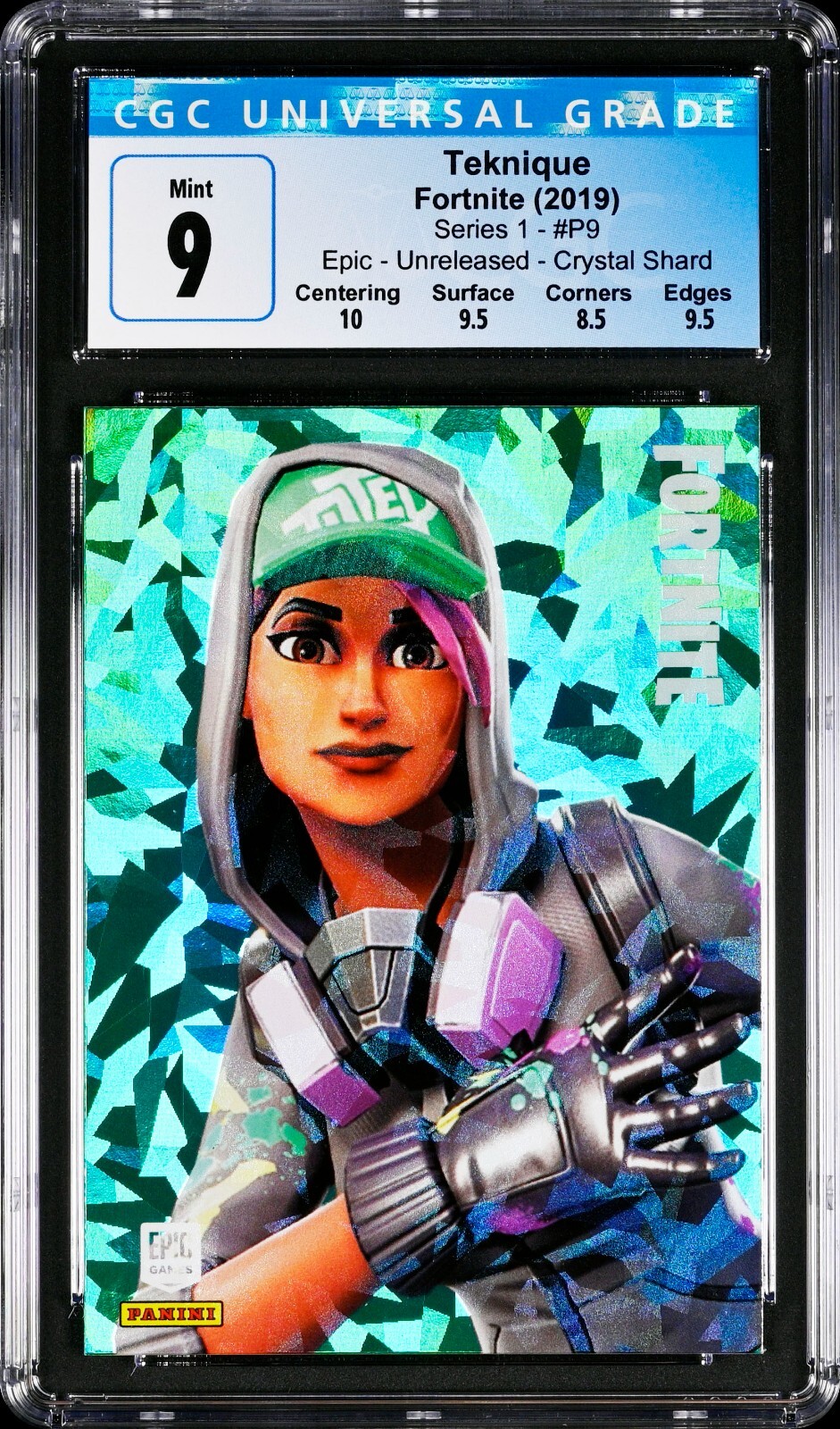 2019 Fortnite Series 1 Teknique Crystal Shard #P9 Unreleased Prototype USA CGC 9