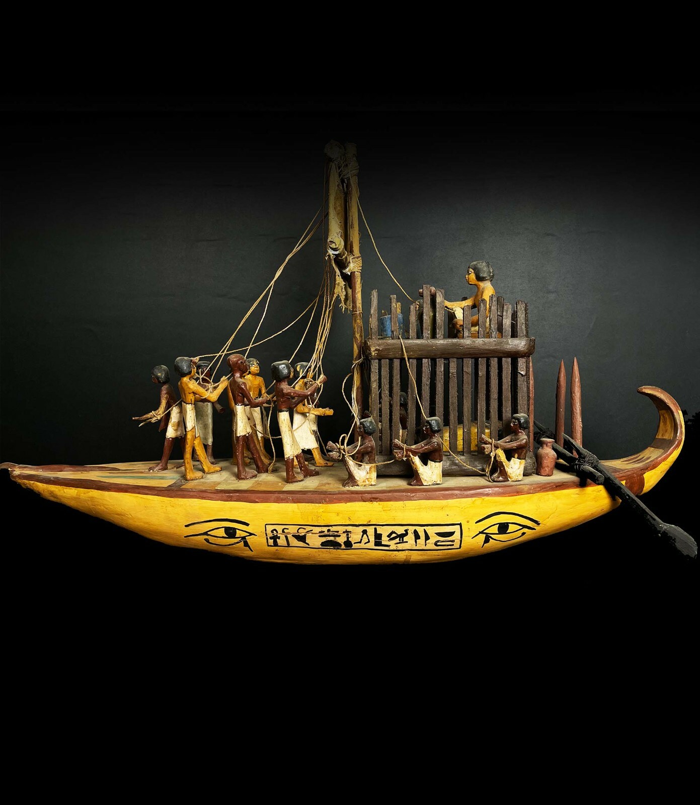 One of a kind Egyptian slave Boat with the funerals
