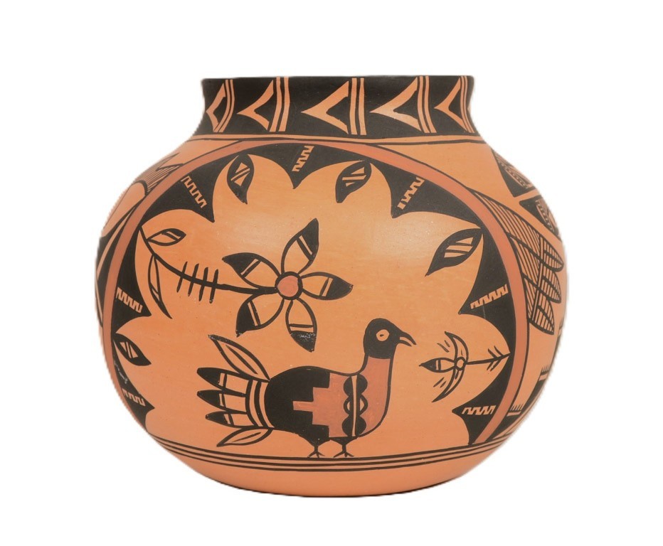 Jemez Pueblo Poly Chrome Pottery Jar By Reyes Madalena