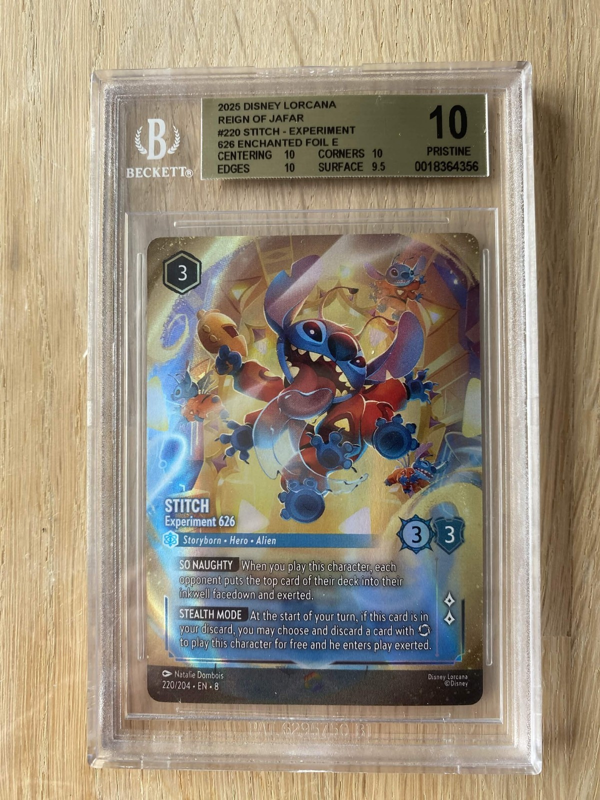 POP 2  Disney Lorcana Stitch Experiment 626 Enchanted Card 220/204 Beckett 10