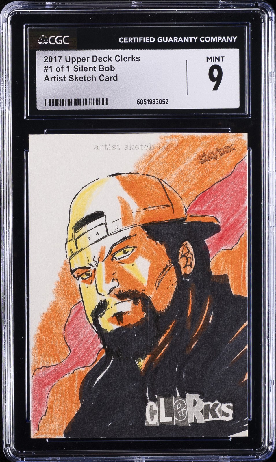 2017 UD CLERKS 1/1 ARTIST SKETCH CARD SILENT BOB CGC 9 2017 UD CLERKS 1/1 ARTIST SKETCH CARD SILENT BOB CGC 9