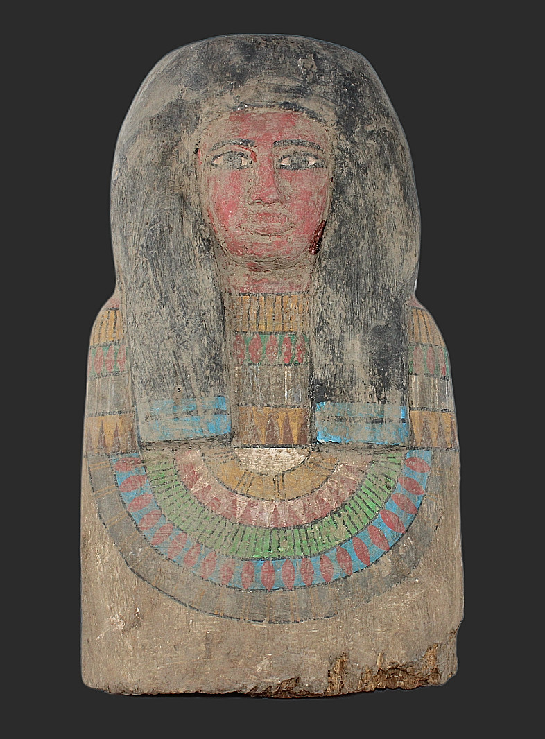 Pharaonic Ancient Egyptian Wooden Funerary Mask of Nobleman from Ptolemaic Era