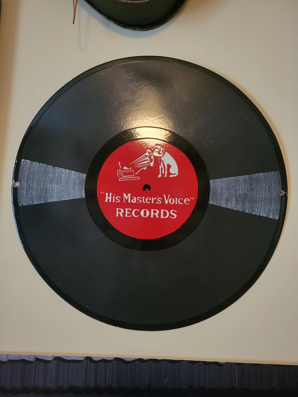 His Masters Voice 1930s Antique Porcelain Enamel Store Sign 78rpm HMV His Masters Voice 1930s Antique Porcelain Enamel Store Sign 78rpm HMV