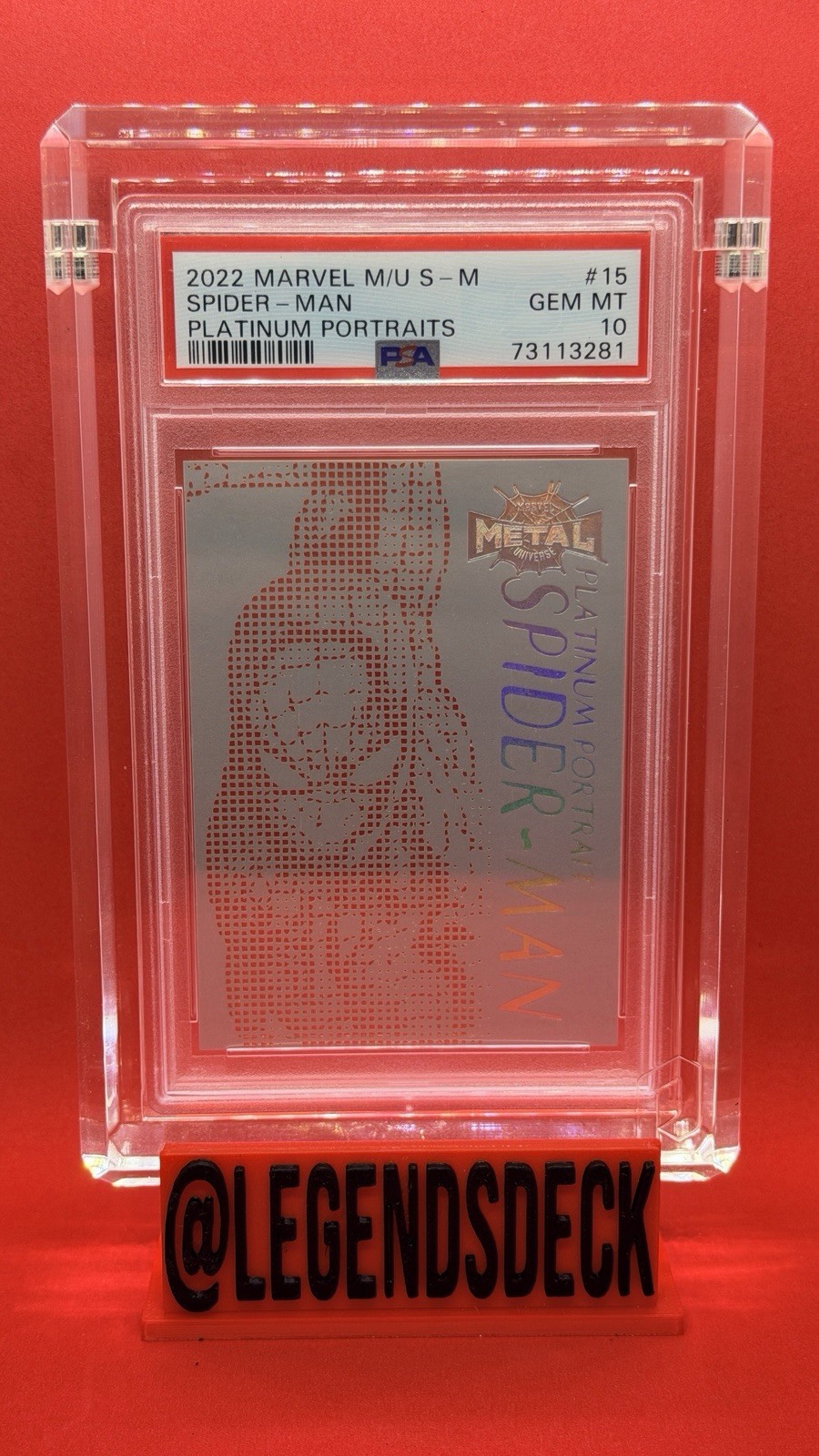 2022 Marvel Metal Spider-Man Platinum Portraits PSA 10 #15 SSP 2022 Marvel Metal Spider-Man Platinum Portraits PSA 10 #15 SSP