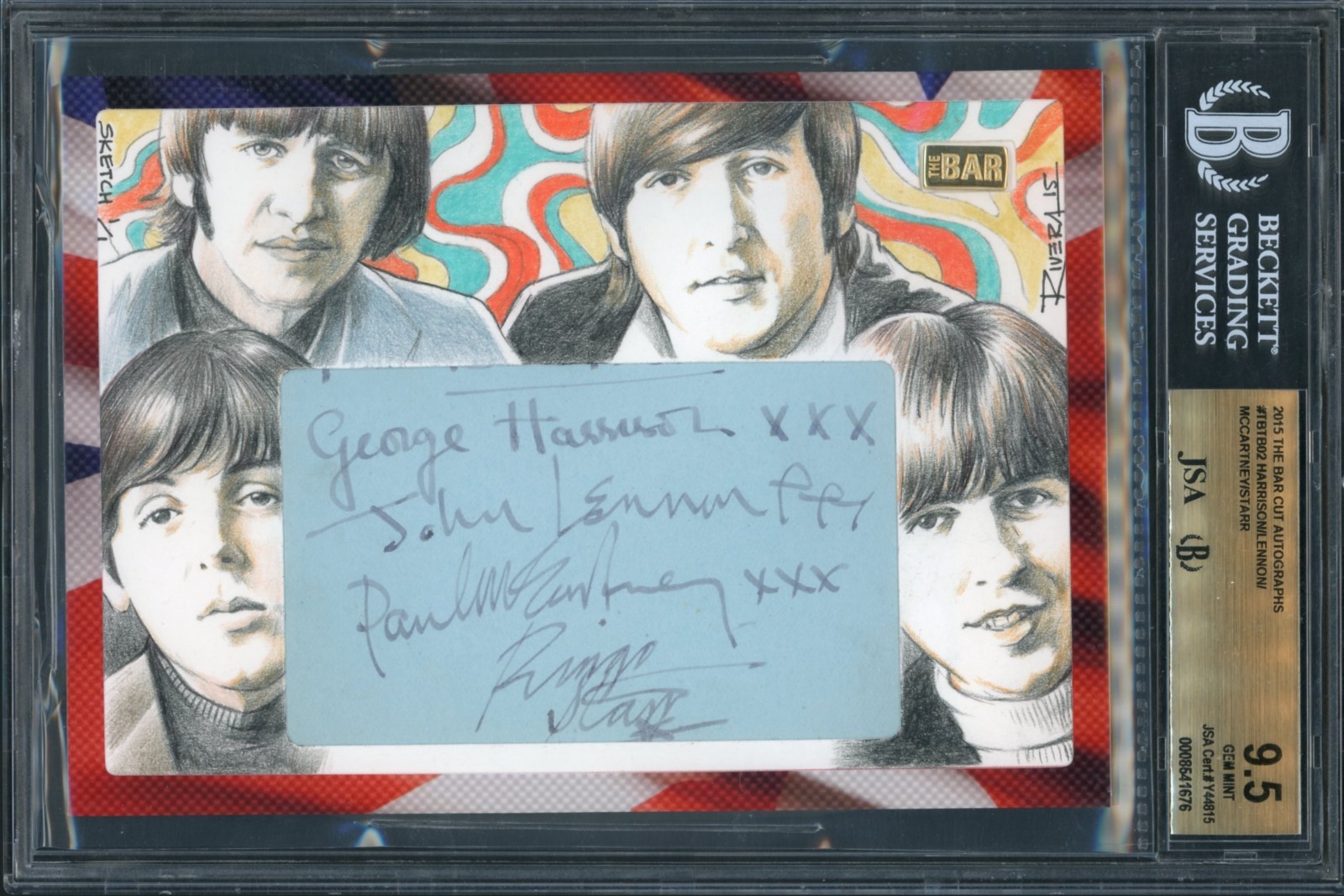 The Beatles Band-Signed 1/1 John Lennon Paul McCartney Bar Cut Autograph BGS 9.5 The Beatles Band-Signed 1/1 John Lennon Paul McCartney Bar Cut Autograph BGS 9.5