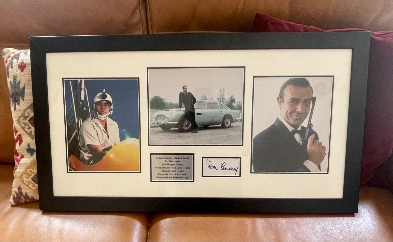 Superb Framed Sean Connery Signed Montage of James Bond Photos & COA Superb Framed Sean Connery Signed Montage of James Bond Photos & COA