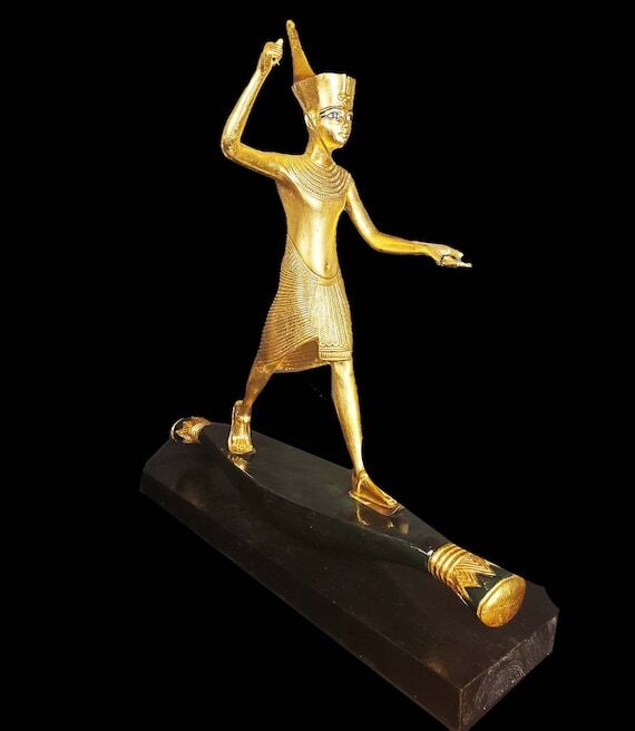 Replica Large Unique piece of King TUTANKHAMUN fishing on a reed boat