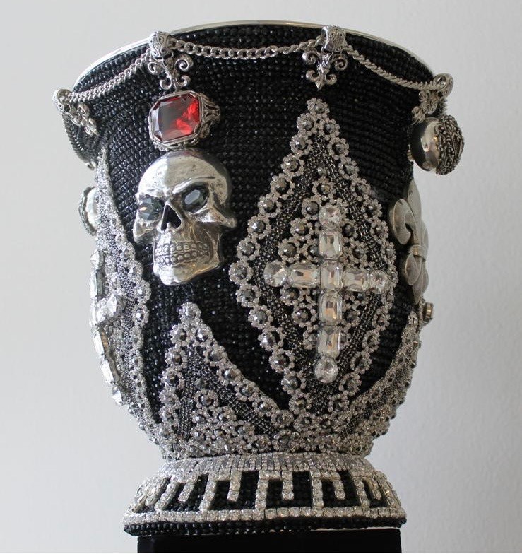 Elegant, One-of-a-Kind Champagne Bucket Encrusted w/Crystals & Sterling Silver