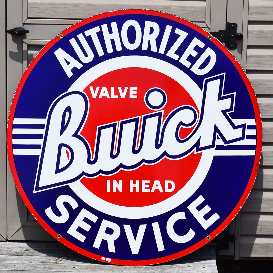Buick Authorized Service Double Sided Porcelain Sign 42 Inch Tall 42 Inch Wide Buick Authorized Service Double Sided Porcelain Sign 42 Inch Tall 42 Inch Wide