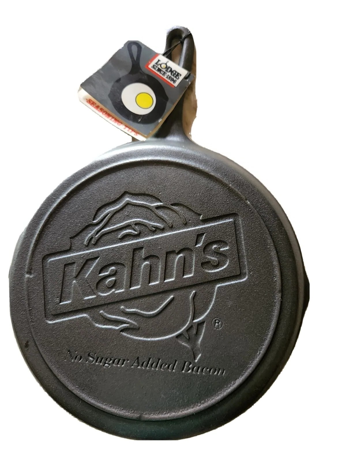 Vintage 10.25 Lodge Cast iron skillet Advertising Kahn's No sugar added bacon Vintage 10.25 Lodge Cast iron skillet Advertising Kahn's No sugar added bacon