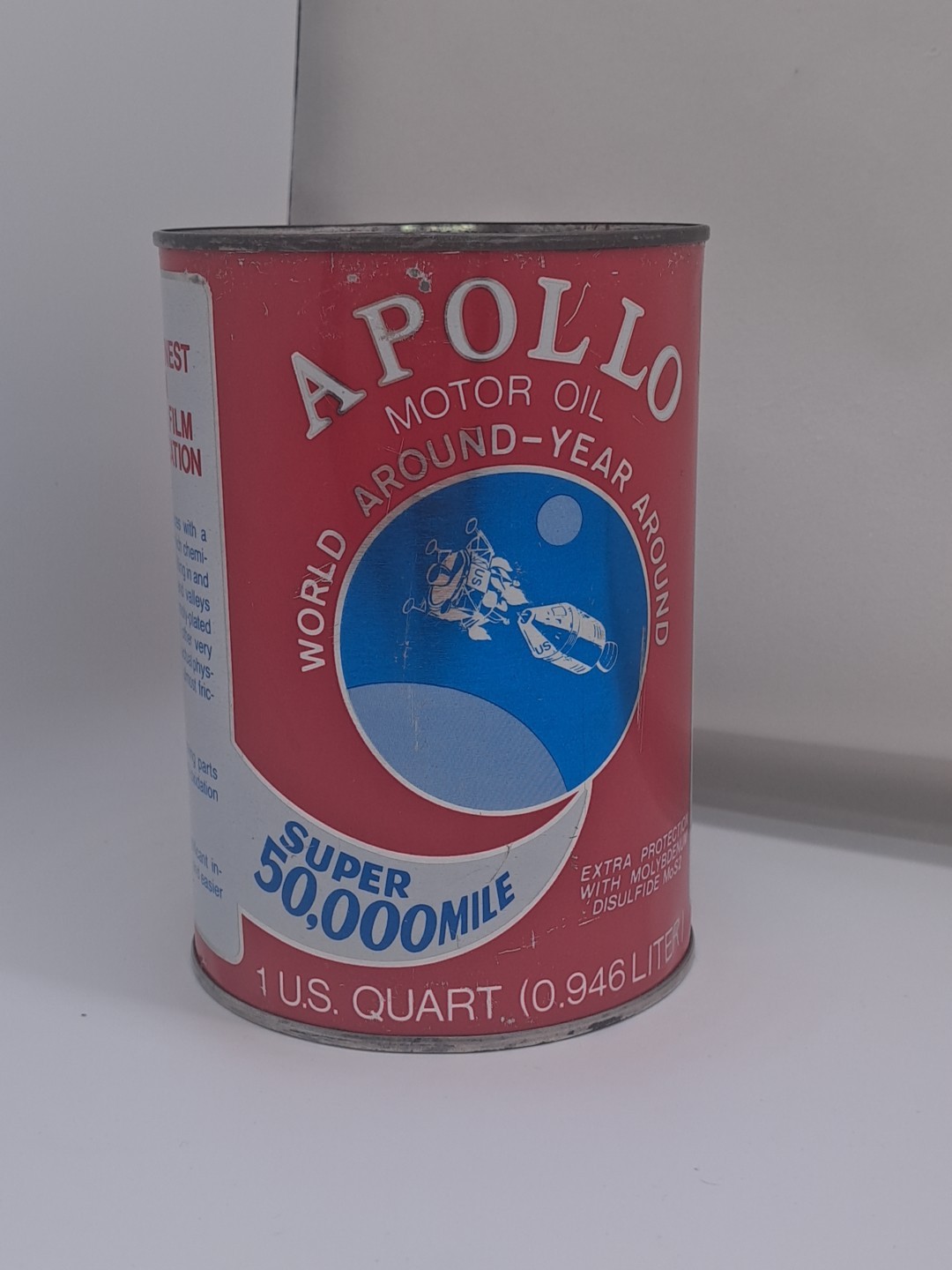 VINTAGE FULL NOS APOLLO 1-QUART MOTOR OIL CAN~ SUPER SCRACE CAN~ NICE CONDITION VINTAGE FULL NOS APOLLO 1-QUART MOTOR OIL CAN~ SUPER SCRACE CAN~ NICE CONDITION
