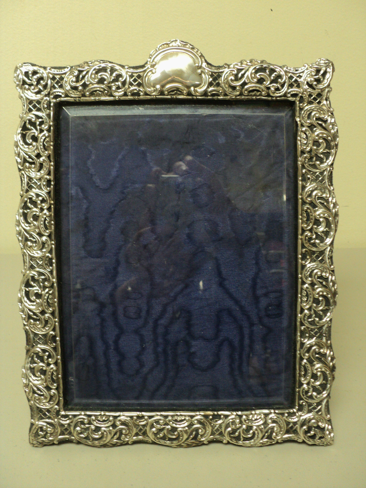 ANTIQUE ENGLISH EMBOSSED PICTURE FRAME, STERLING SILVER 12.75