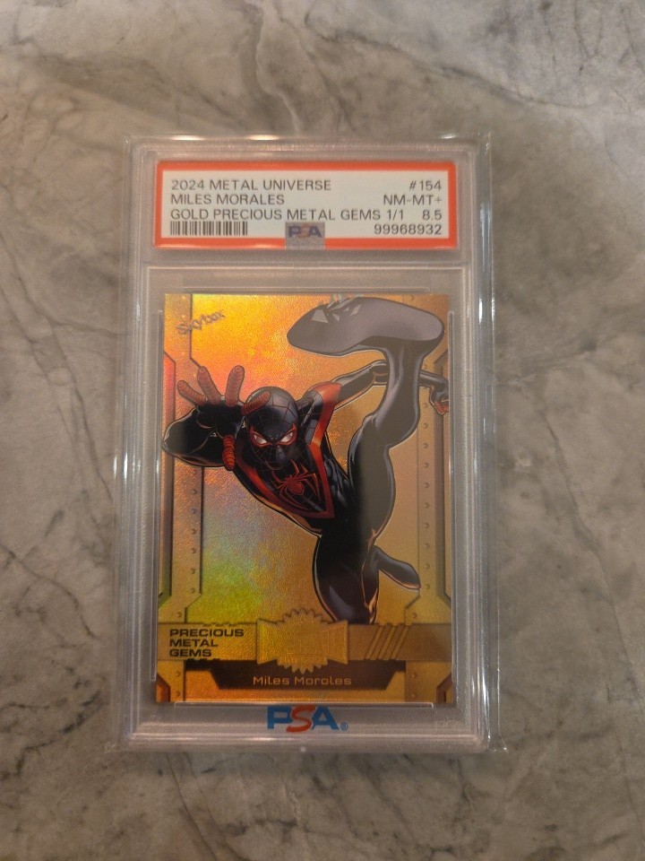 2024 Skybox Metal Universe Marvel Avengers GOLD PMG Miles Morales 1/1 Psa 8.5 2024 Skybox Metal Universe Marvel Avengers GOLD PMG Miles Morales 1/1 Psa 8.5