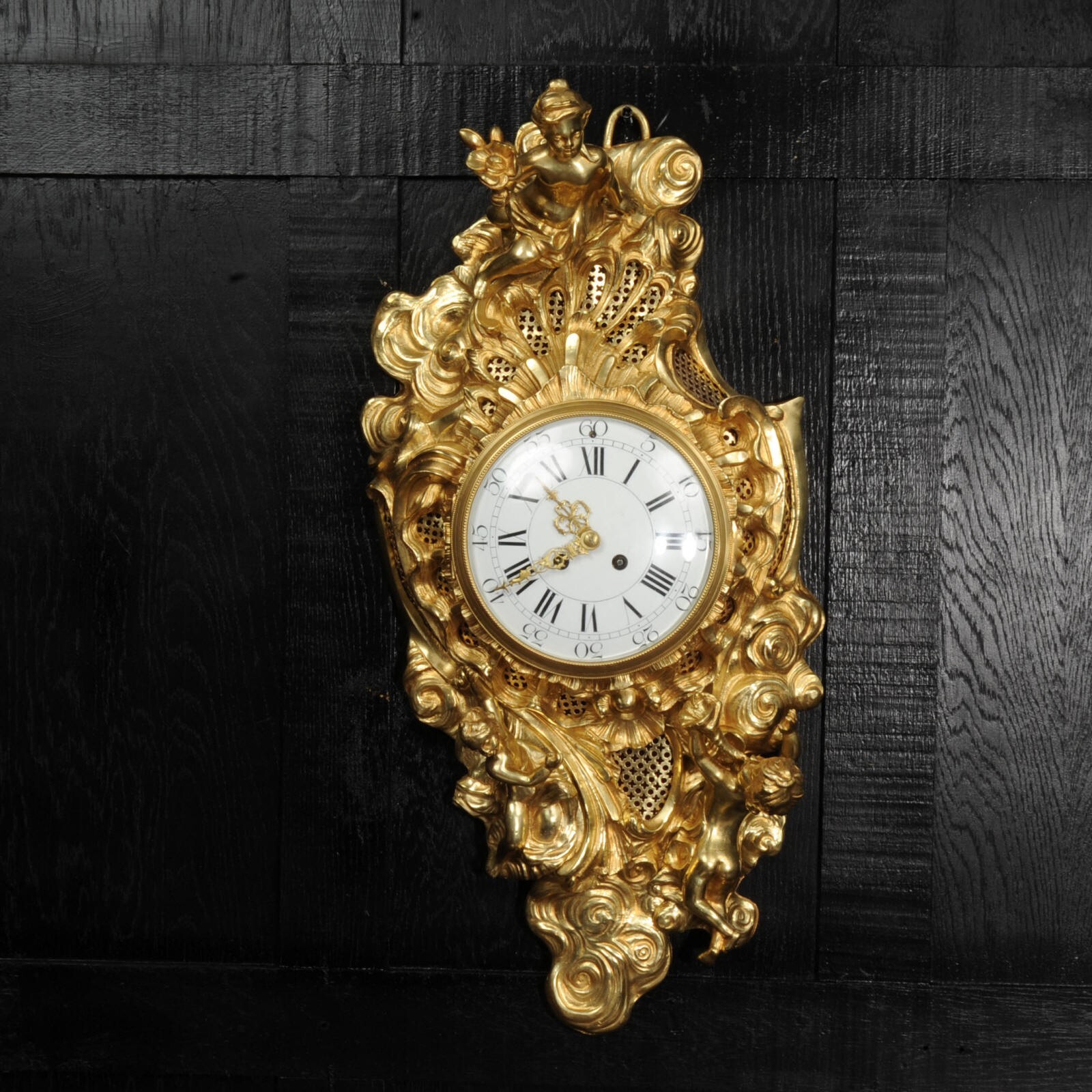 Antique French Ormolu Rococo Cartel Wall Clock - Large and Magnificent Antique French Ormolu Rococo Cartel Wall Clock - Large and Magnificent