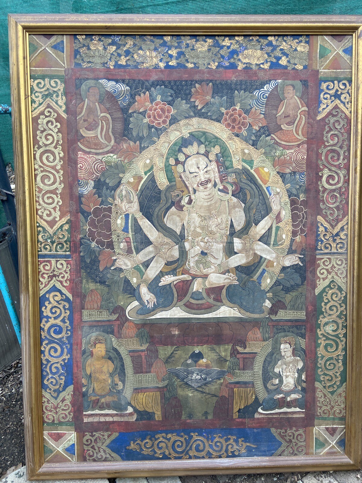 Framed Antique  Scroll of Korean Buddhist Character 200 Years Old