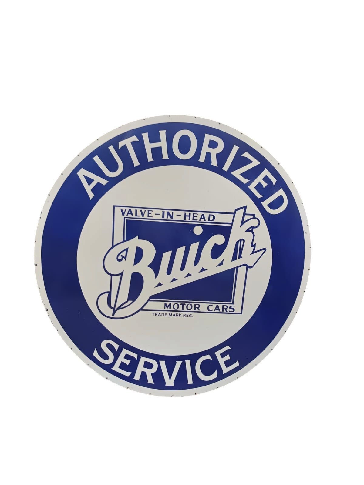 AUTHORIZED BUICK SERVICE PORCELAIN ENAMEL SIGN  72 INCHES ROUND DSP SIGN