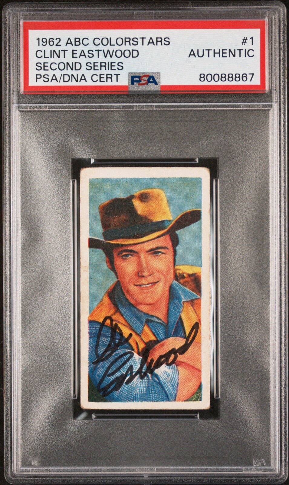 Clint Eastwood 1962 ABC Colorstars #1 Rawhide Rookie RC Autograph PSA Authentic