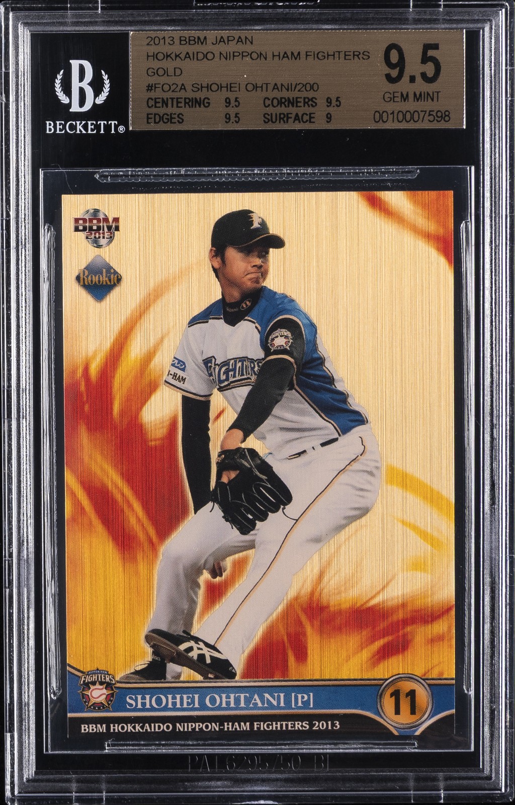 2013 BBM JAPAN HOKKAIDO NIPPON HAM FIGHTERS GOLD 63/200 SHOHEI OHTANI BGS 9.5 2013 BBM JAPAN HOKKAIDO NIPPON HAM FIGHTERS GOLD 63/200 SHOHEI OHTANI BGS 9.5