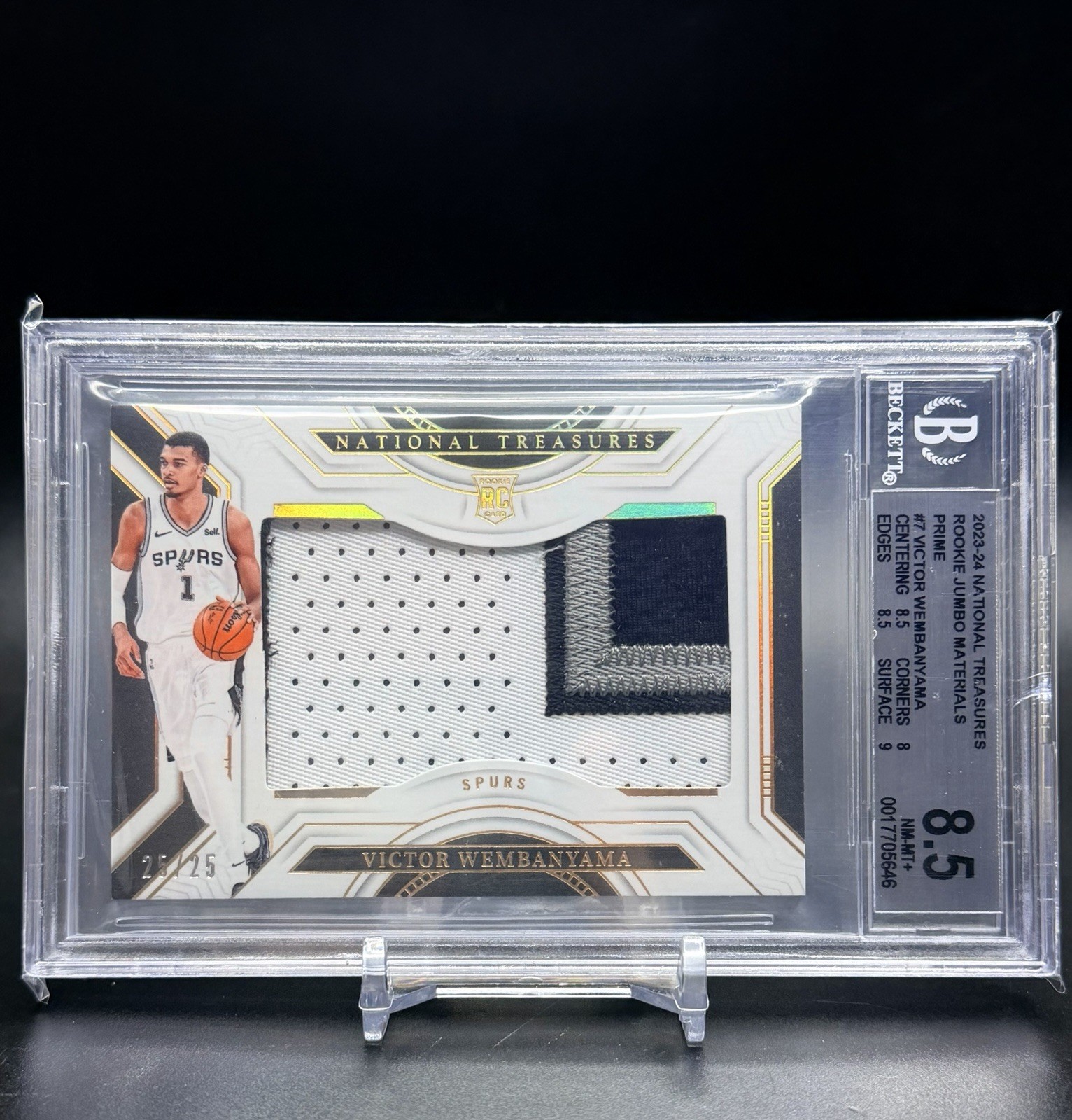 2023-24 NATIONAL TREASURES ROOKIE JUMBO #7 VICTOR WEMBANYAMA BGS 8.5 #25/25 2023-24 NATIONAL TREASURES ROOKIE JUMBO #7 VICTOR WEMBANYAMA BGS 8.5 #25/25