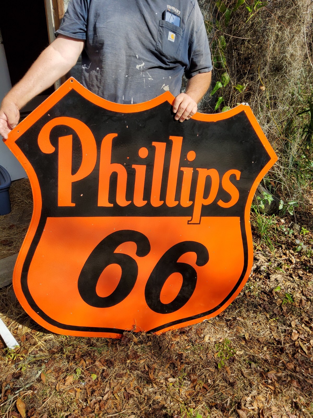 ** VINTAGE ORIGINAL PHILLIPS 66 PORCELAIN SIGN DSP 1954 OLD GAS S.P.S 48