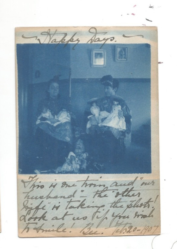 RPPC MEXICO ? REAL PHOTO CYANOTYPE POLYGAMOUS MARRIAGE OUR HUSBAND THEY SHARE