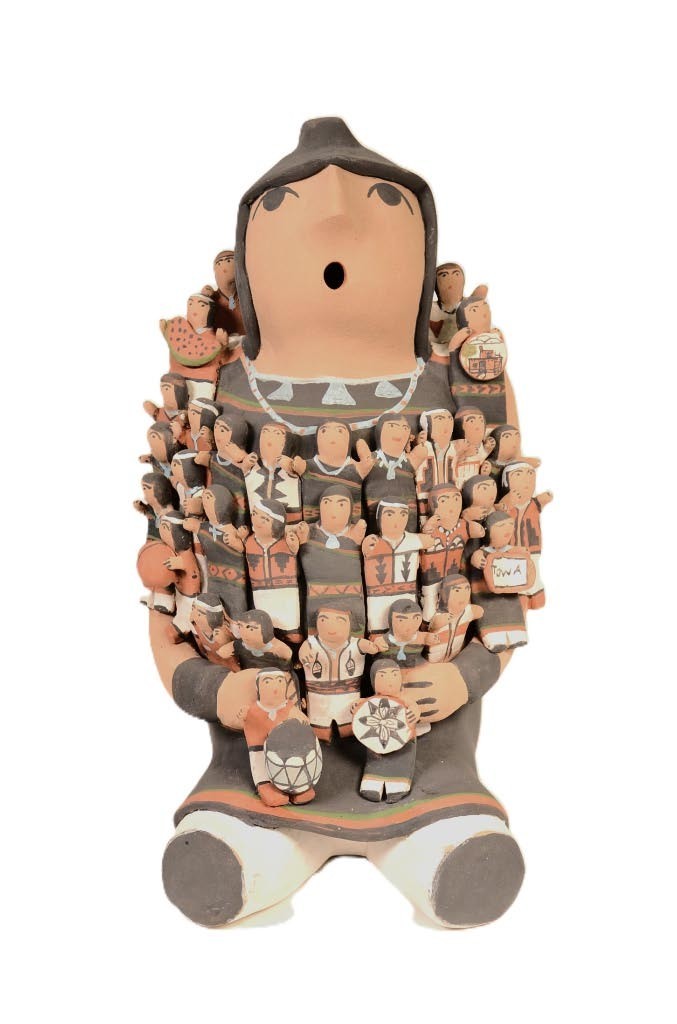 Very Large Jemez Pueblo Pottery Storyteller Doll By Cas Toya