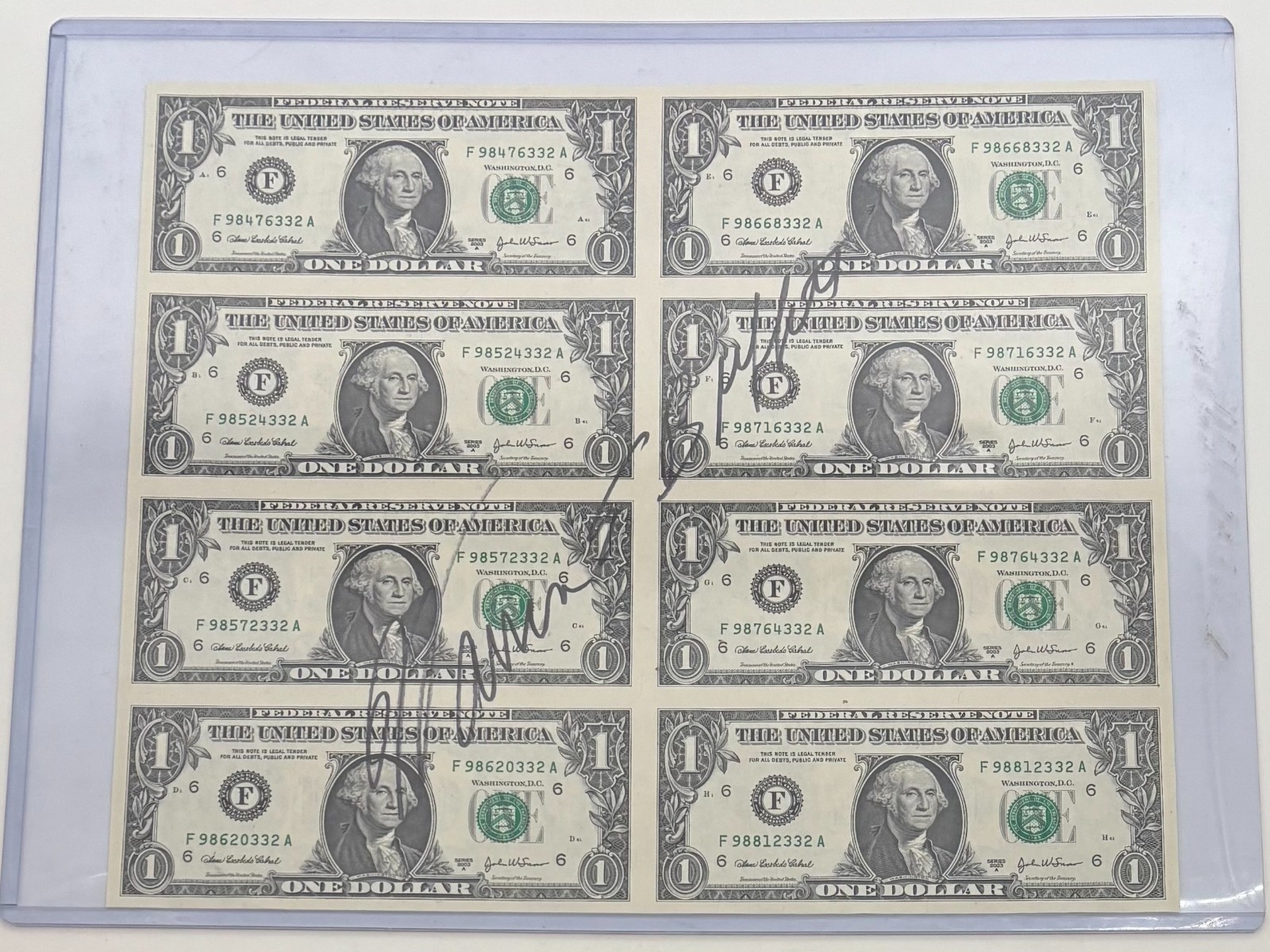 Perhaps World's Largest Warren Buffett Autograph Signed US $1 Dollar Bill uncut