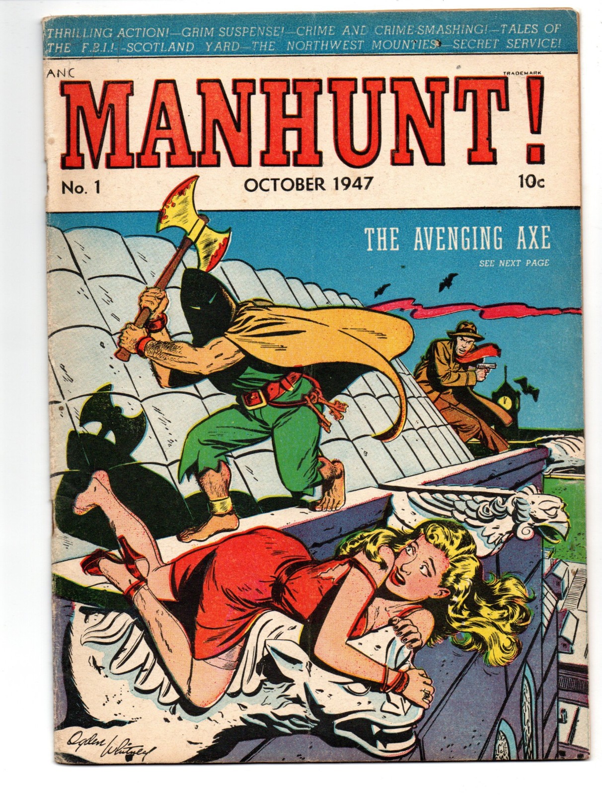 MANHUNT #1 (1947) - GRADE 4.0 - MAGAZINE ENTERPRISES GOLDEN AGE GARDNER FOX