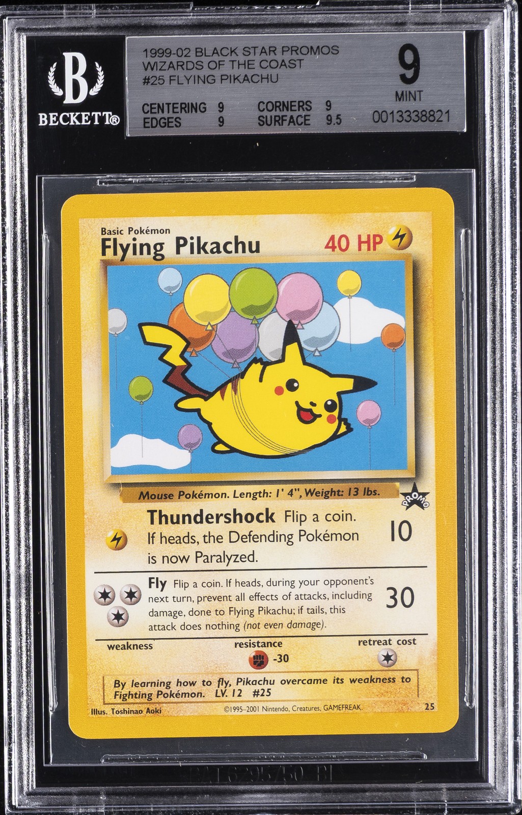1999-02 BLACK STAR PROMO #25 FLYING PIKACHU BGS 9 1999-02 BLACK STAR PROMO #25 FLYING PIKACHU BGS 9