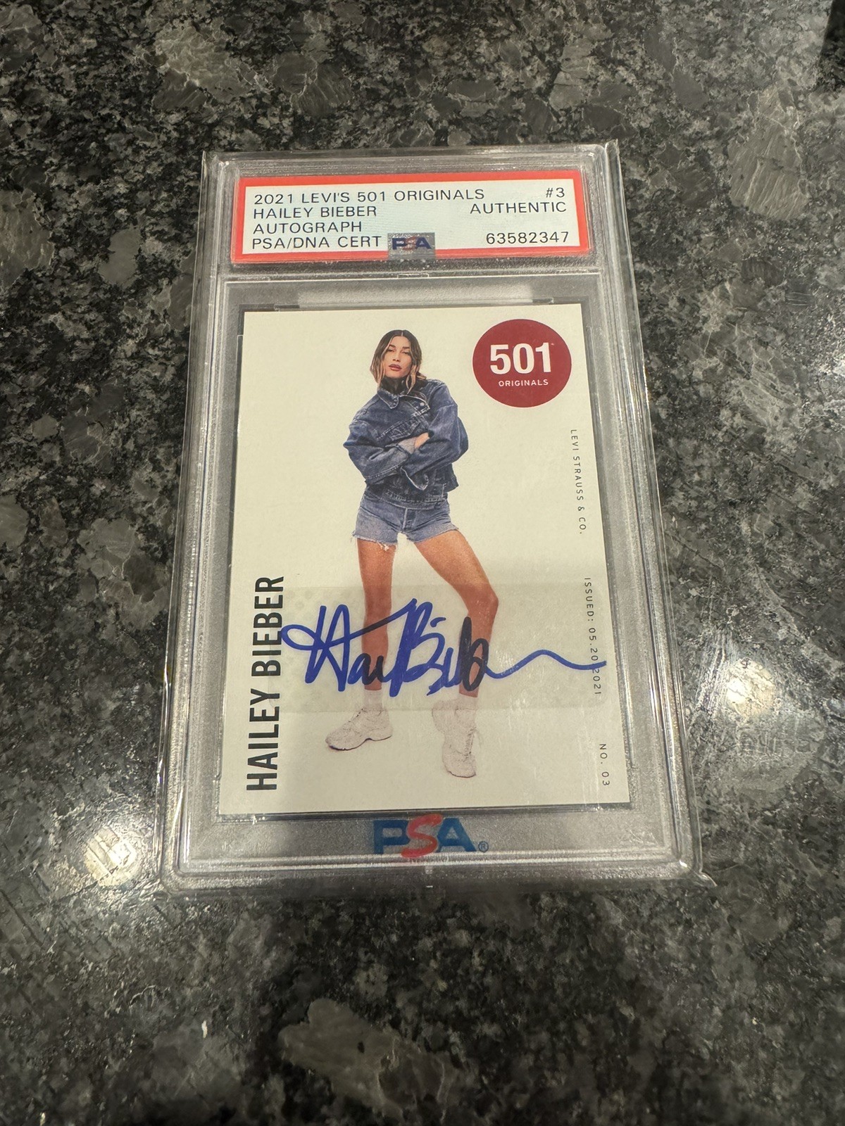 2021 LEVI'S 501 ORIGINALS #3 HAILEY BIEBER AUTOGRAPH PSA AUTHENTIC BALDWIN AUTO 