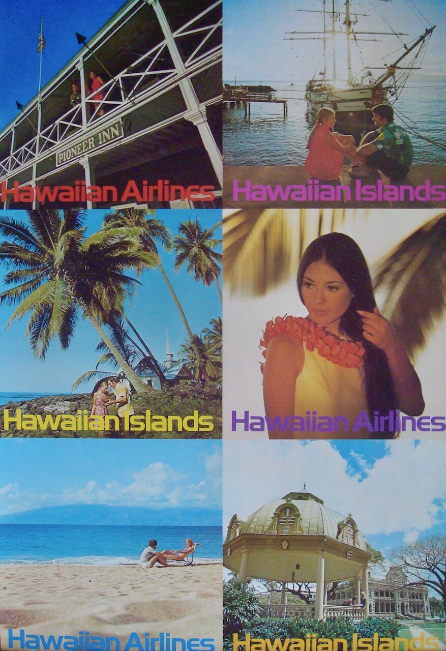 HAWAIIAN AIRLINES HAWAIIAN ISLANDS 1978 travel poster VINTAGE No repro HAWAIIAN AIRLINES HAWAIIAN ISLANDS 1978 travel poster VINTAGE No repro