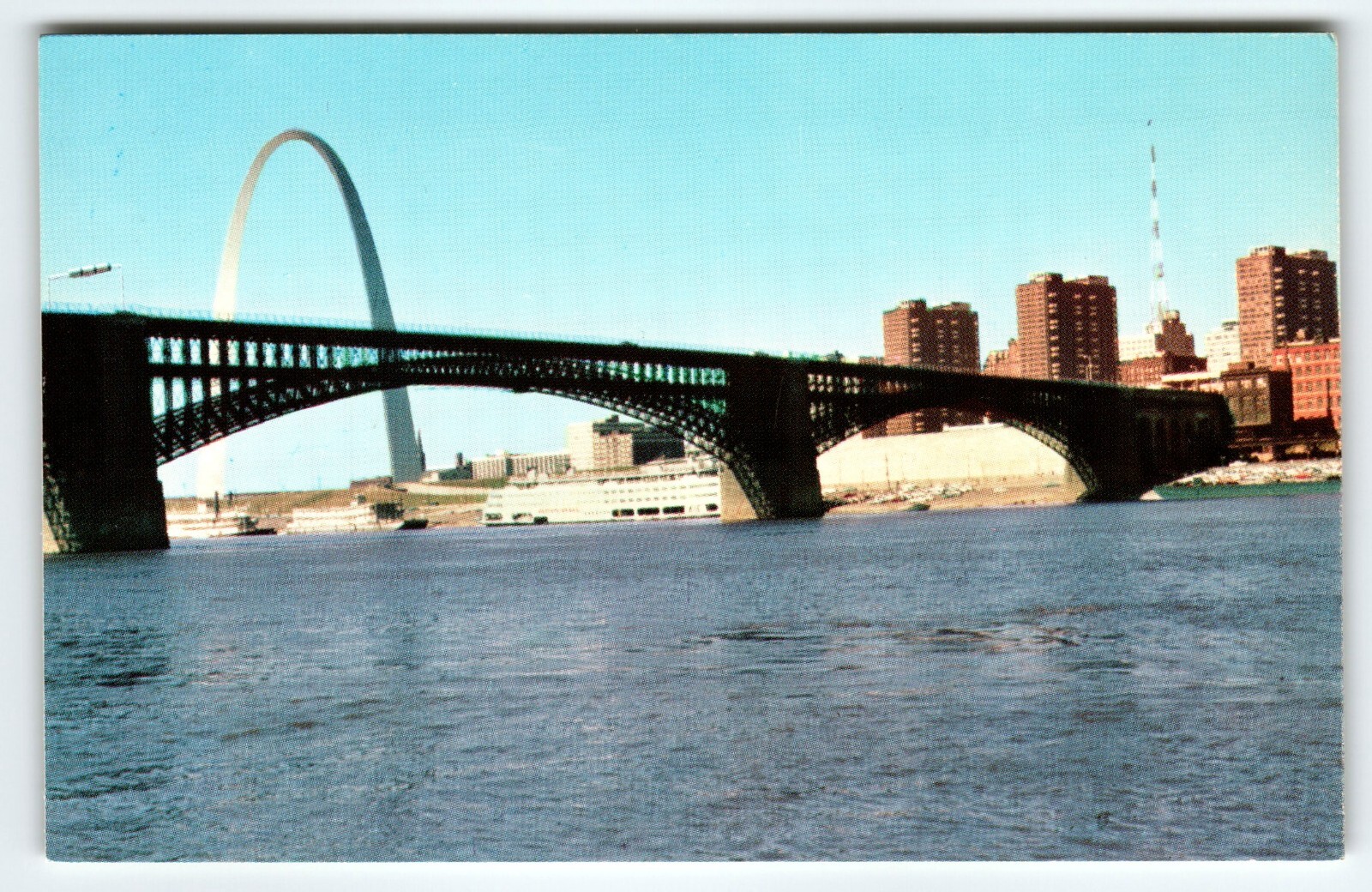 Eads Bridge Gateway Arch St. Louis Missouri Postcard Historic Waterfront Chrome Eads Bridge Gateway Arch St. Louis Missouri Postcard Historic Waterfront Chrome
