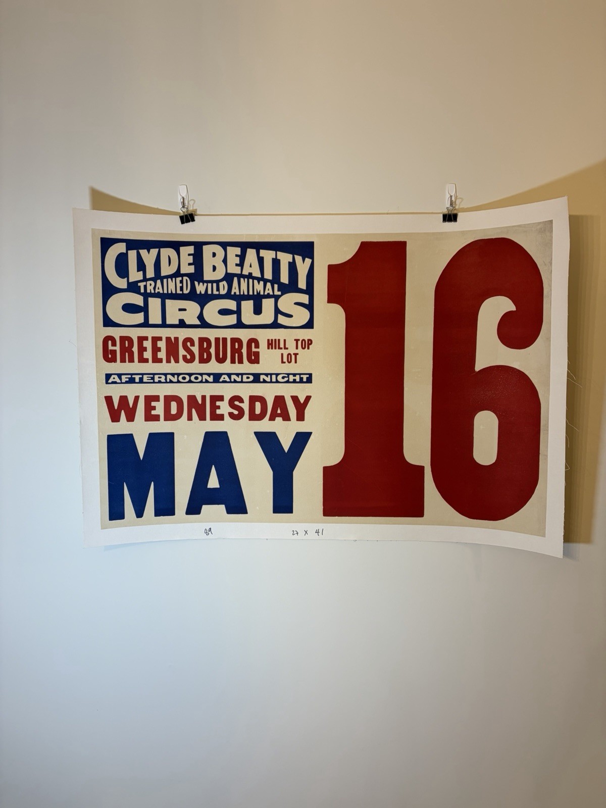 Original 1945 Clyde Beatty Trained Wild Animal Circus Poster – Greensburg, PA Original 1945 Clyde Beatty Trained Wild Animal Circus Poster – Greensburg, PA