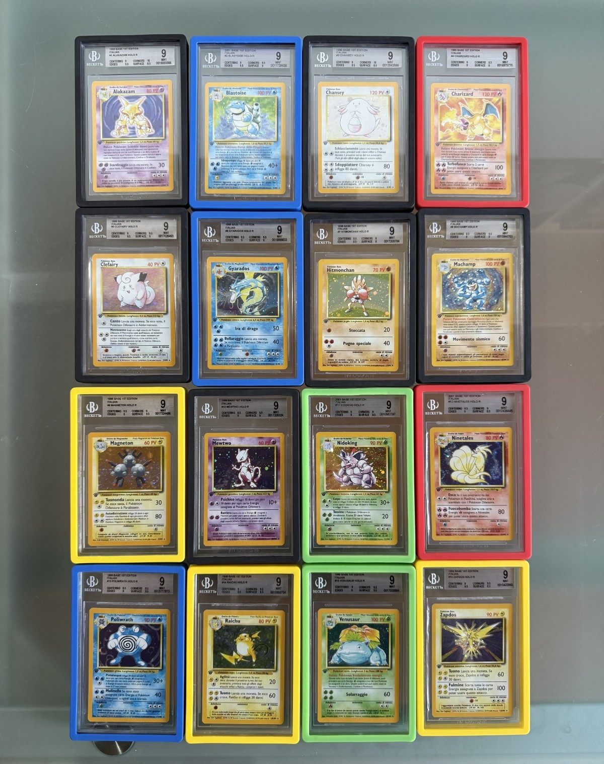 BGS 9 Full Set 16 Holo Pokemon 1999 First 1 Edition Italian Mint (Charizard) BGS 9 Full Set 16 Holo Pokemon 1999 First 1 Edition Italian Mint (Charizard)