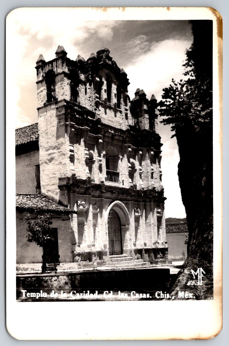 Templo de La Caridad Ciudad De Las Casas Chis Mexico RPPC Real Photo Postcard