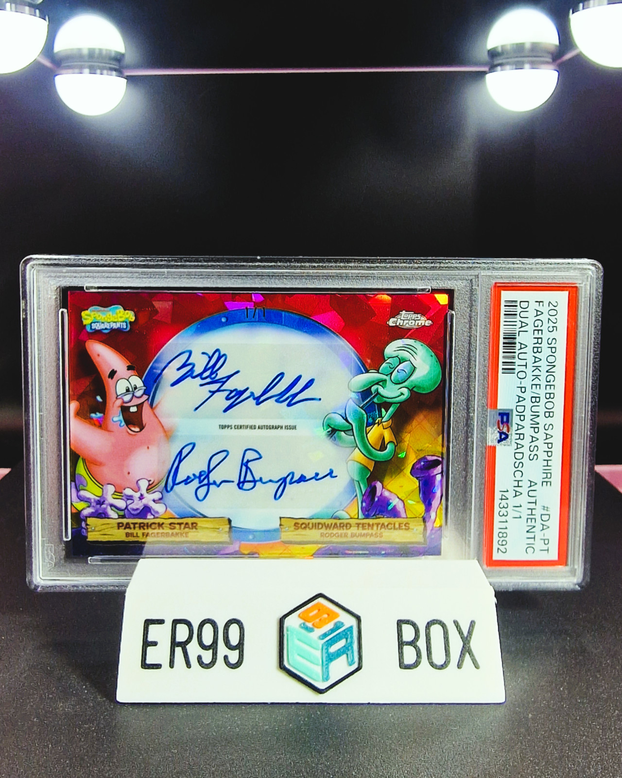 2025 Topps Sapphire SpongeBob - Dual Auto Padparadscha 1/1 - PSA Authentic